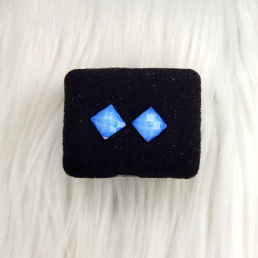Blue Square Shaped Earrings